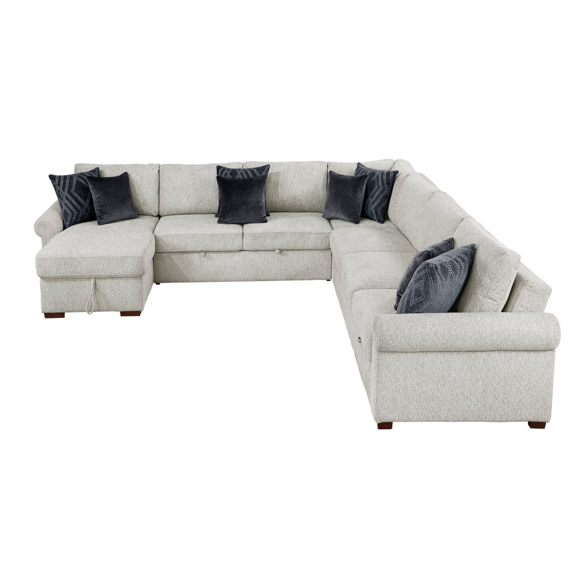 Isla 5-Piece Sectional with Reversible Chaise, Pull-out Bed, Hidden Storage and Click Motion Back