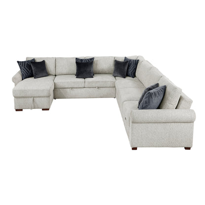 Isla 5-Piece Sectional with Reversible Chaise, Pull-out Bed, Hidden Storage and Click Motion Back