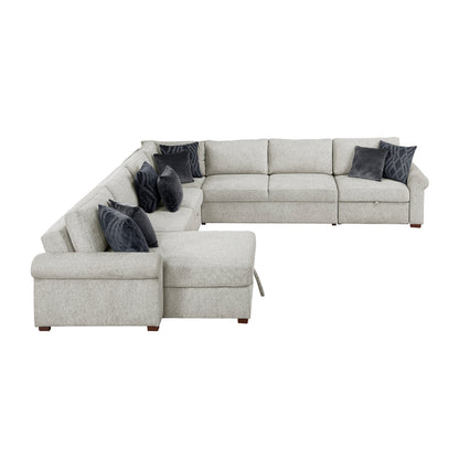 Isla 5-Piece Sectional with Reversible Chaise, Pull-out Bed, Hidden Storage and Click Motion Back