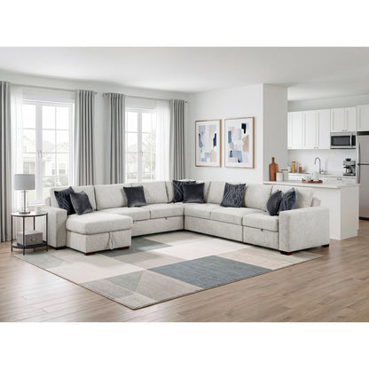 Isla 5-Piece Sectional with Reversible Chaise, Pull-out Bed, Hidden Storage and Click Motion Back