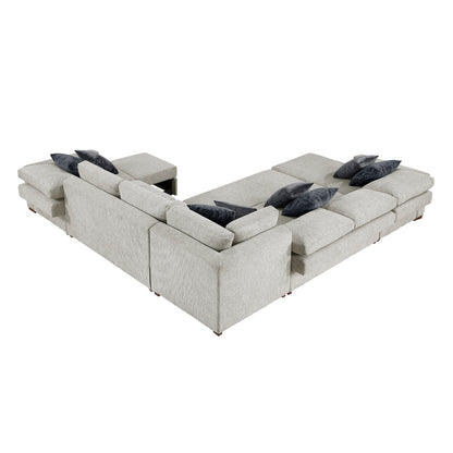 Isla 5-Piece Sectional with Reversible Chaise, Pull-out Bed, Hidden Storage and Click Motion Back
