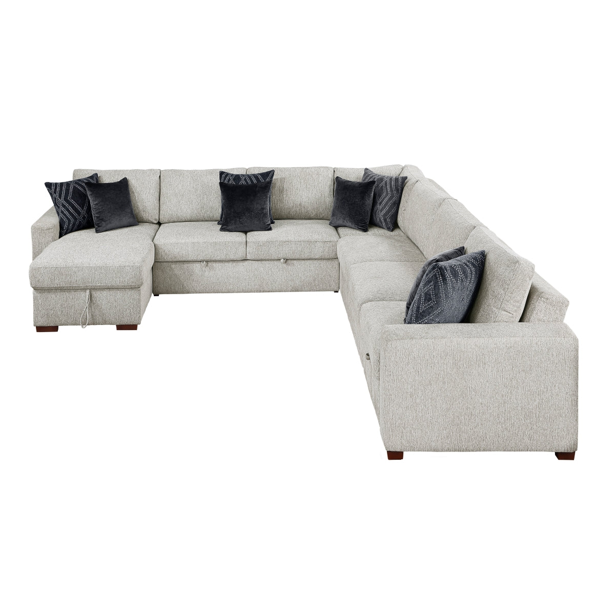Isla 5-Piece Sectional with Reversible Chaise, Pull-out Bed, Hidden Storage and Click Motion Back