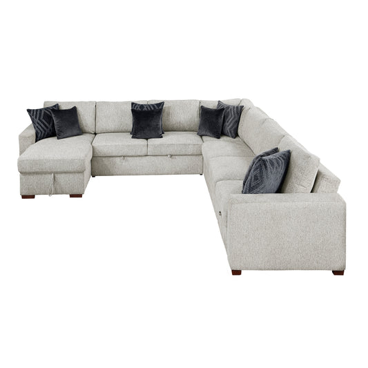 Isla 5-Piece Sectional with Reversible Chaise, Pull-out Bed, Hidden Storage and Click Motion Back