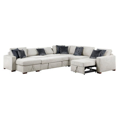 Isla 5-Piece Sectional with Reversible Chaise, Pull-out Bed, Hidden Storage and Click Motion Back