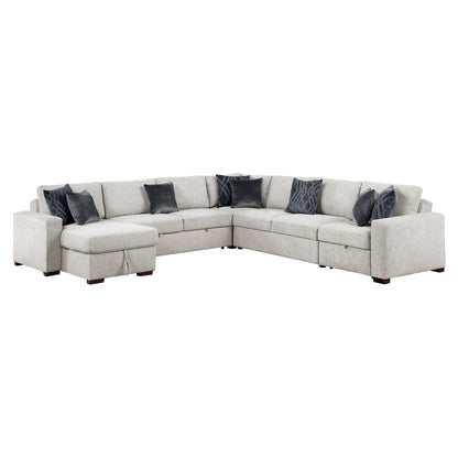 Isla 5-Piece Sectional with Reversible Chaise, Pull-out Bed, Hidden Storage and Click Motion Back