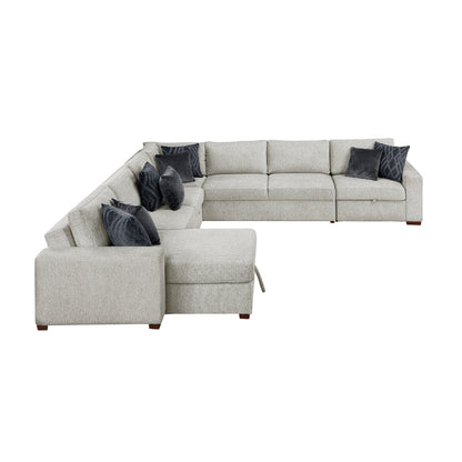 Isla 5-Piece Sectional with Reversible Chaise, Pull-out Bed, Hidden Storage and Click Motion Back