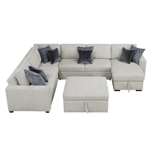 Isla 5-Piece Sectional with Reversible Chaise, Pull-out Bed and Ottoman