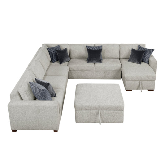 Isla 6-Piece Sectional with Reversible Chaise, Pull-out Bed and Ottoman