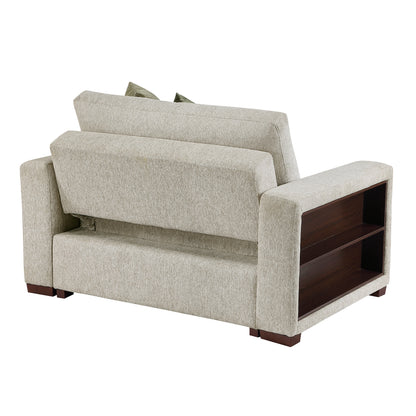 Isla Convertible Chair and Half with Pull-out Bed, Click Motion Back, Two Arms with Shelves and Charging Ports