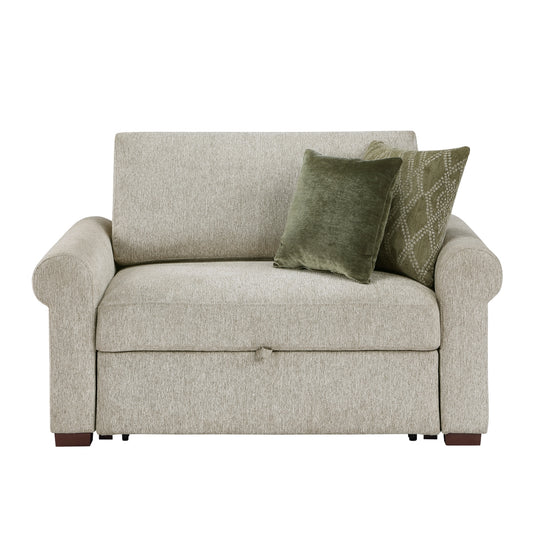 Isla Convertible Chair and Half with Pull-out Bed, Click Motion Back and Two Roll Arms