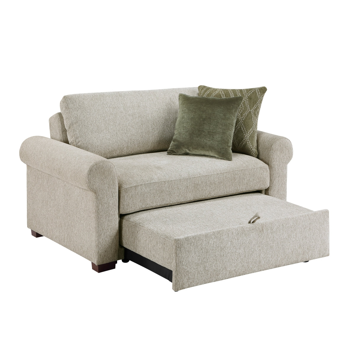 Isla Convertible Chair and Half with Pull-out Bed, Click Motion Back and Two Roll Arms
