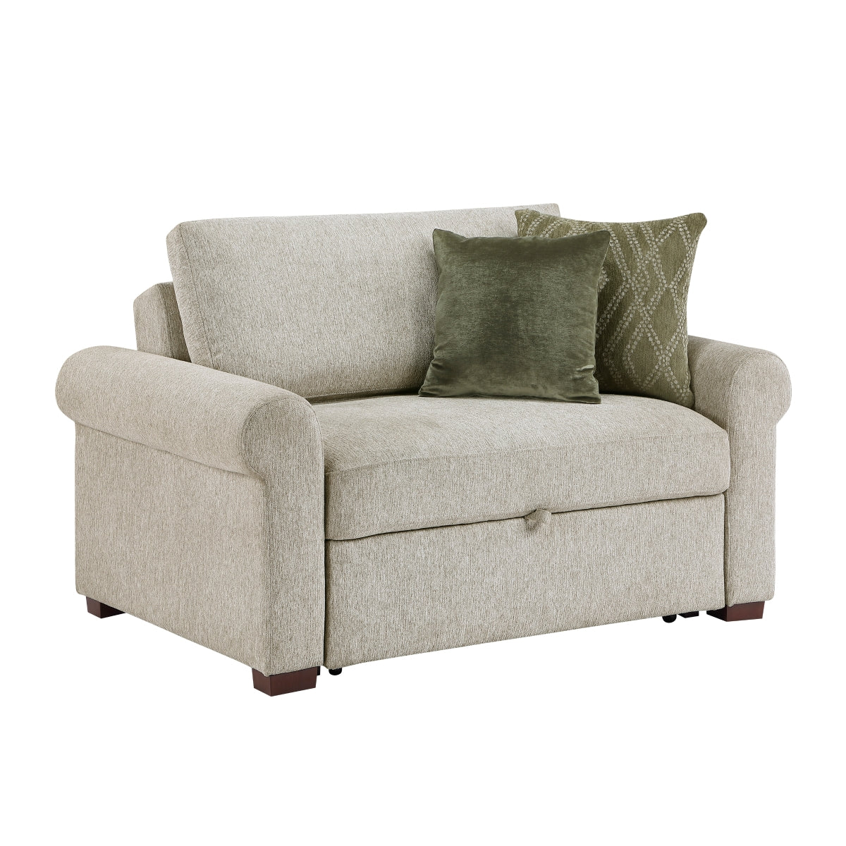 Isla Convertible Chair and Half with Pull-out Bed, Click Motion Back and Two Roll Arms