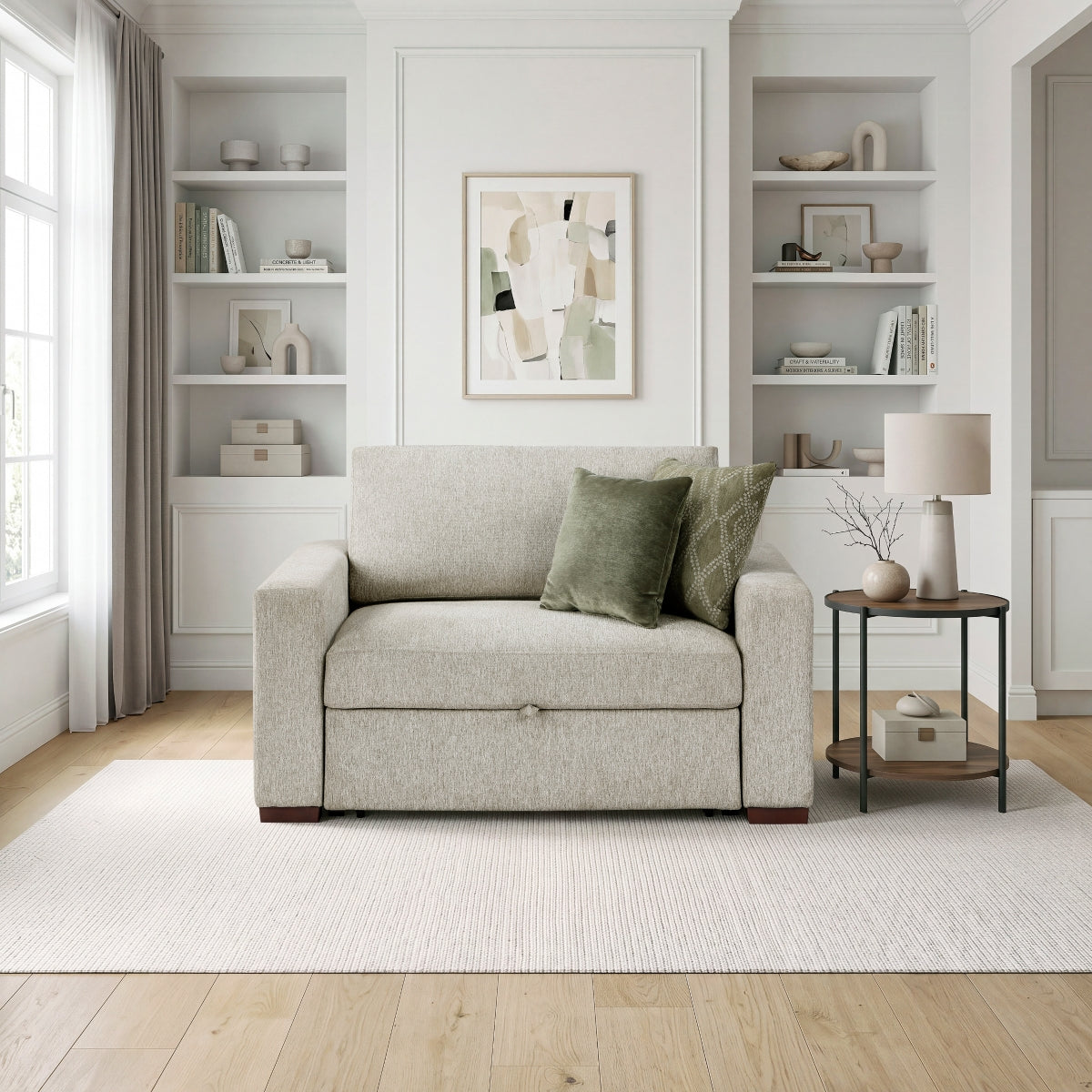 Isla Convertible Chair and a half with Pull-out Bed, Click Motion Back and Two Track Arms