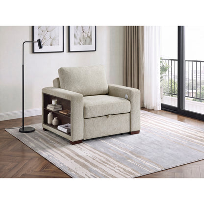 Isla Convertible Chair with Pull-out Bed, Click Motion Back, Two Arms with Shelves and Charging Ports