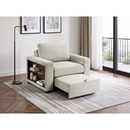 Isla Convertible Chair with Pull-out Bed, Click Motion Back, Two Arms with Shelves and Charging Ports