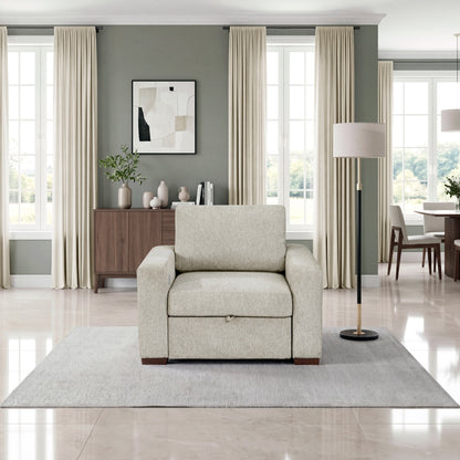 Isla Convertible Chair with Pull-out Bed, Click Motion Back, Two Arms with Shelves and Charging Ports