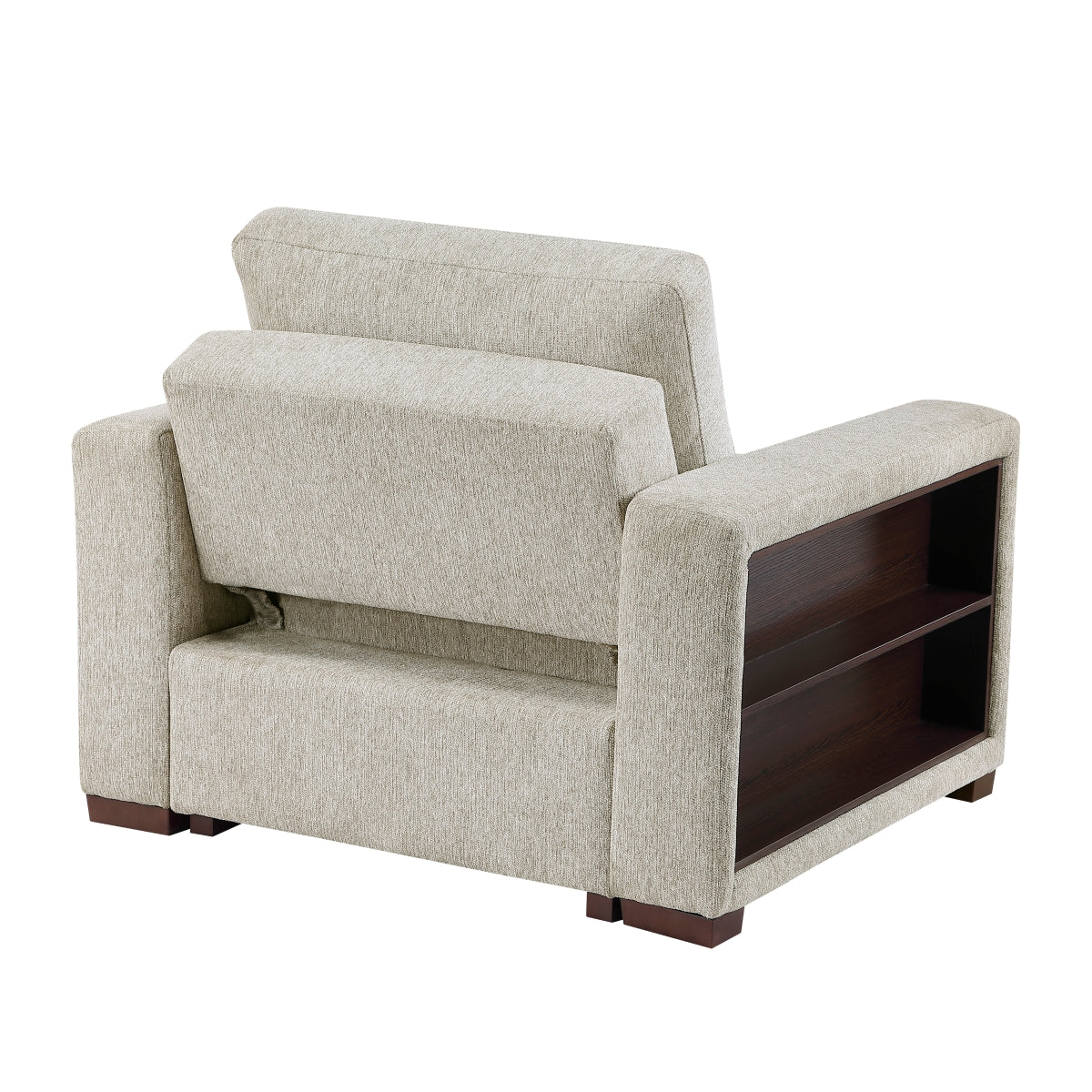 Isla Convertible Chair with Pull-out Bed, Click Motion Back, Two Arms with Shelves and Charging Ports
