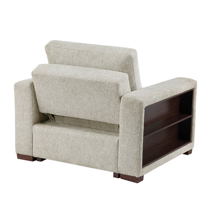 Isla Convertible Chair with Pull-out Bed, Click Motion Back, Two Arms with Shelves and Charging Ports