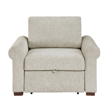 Isla Convertible Chair with Pull-out Bed, Click Motion Back and Two Roll Arms