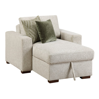 Isla Convertible Chaise Lounge with Arms and Hidden Storage, Click Motion Back