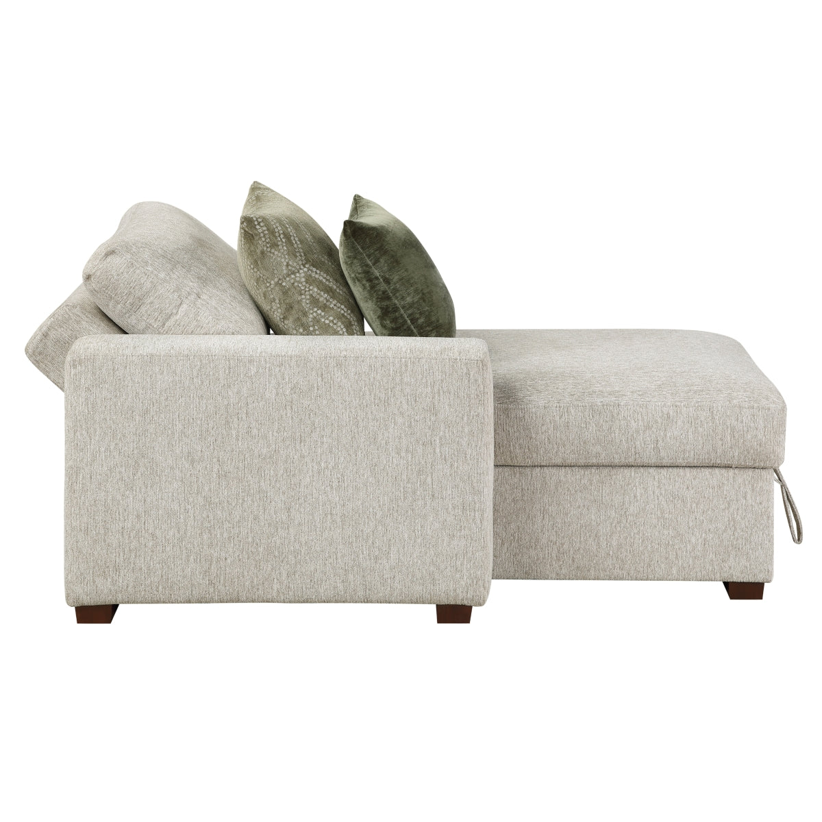 Isla Convertible Chaise Lounge with Arms and Hidden Storage, Click Motion Back