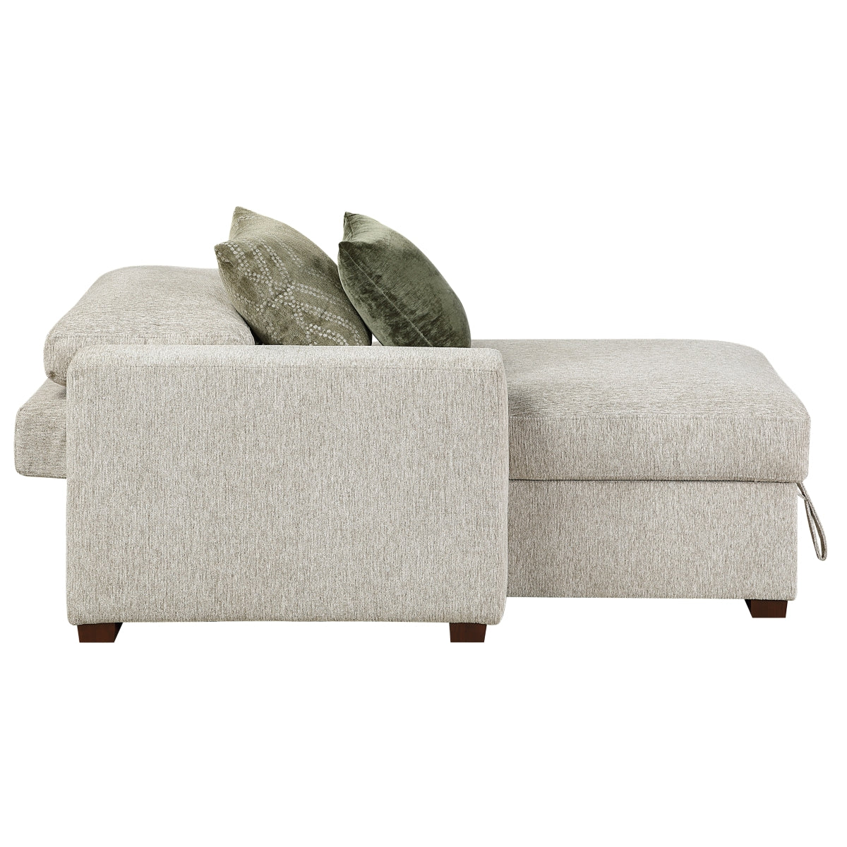 Isla Convertible Chaise Lounge with Arms and Hidden Storage, Click Motion Back