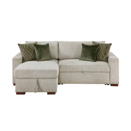 Isla 2-Piece Sectional with Reversible Chaise, Pull-out Bed and Hidden Storage, Click Motion Back