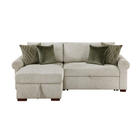 Isla 2-Piece Sectional with Reversible Chaise, Pull-out Bed and Hidden Storage, Click Motion Back
