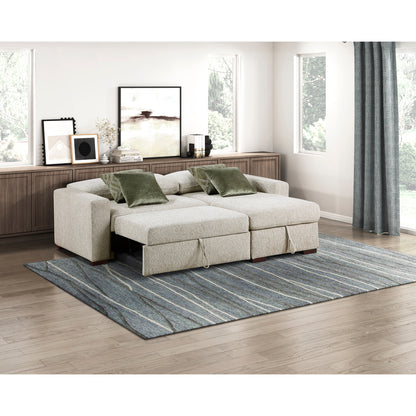Isla 2-Piece Sectional with Reversible Chaise, Pull-out Bed and Hidden Storage, Click Motion Back