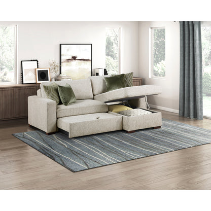 Isla 2-Piece Sectional with Reversible Chaise, Pull-out Bed and Hidden Storage, Click Motion Back