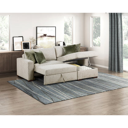 Isla 2-Piece Sectional with Reversible Chaise, Pull-out Bed and Hidden Storage, Click Motion Back