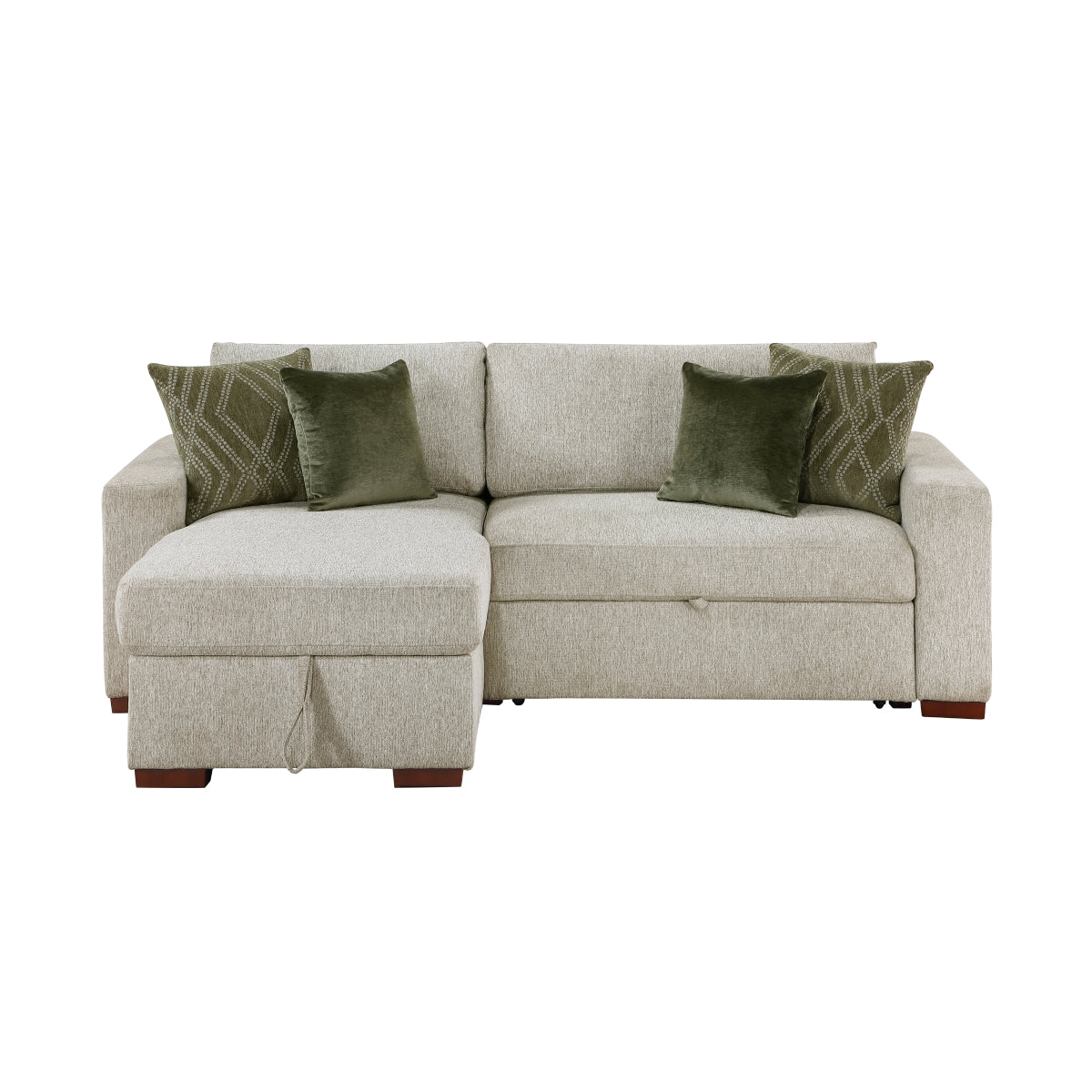 Isla 2-Piece Sectional with Reversible Chaise, Pull-out Bed and Hidden Storage, Click Motion Back