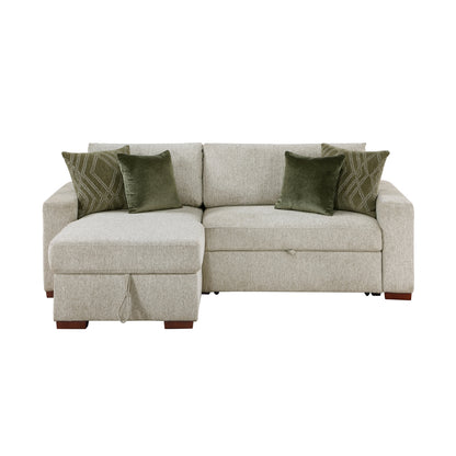 Isla 2-Piece Sectional with Reversible Chaise, Pull-out Bed and Hidden Storage, Click Motion Back
