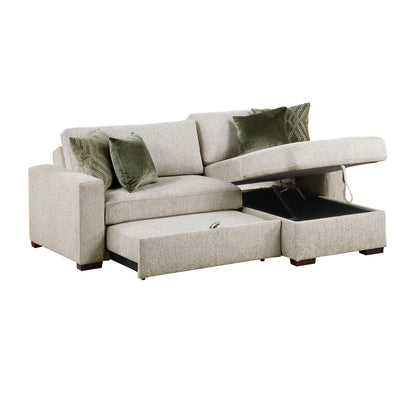 Isla 2-Piece Sectional with Reversible Chaise, Pull-out Bed and Hidden Storage, Click Motion Back