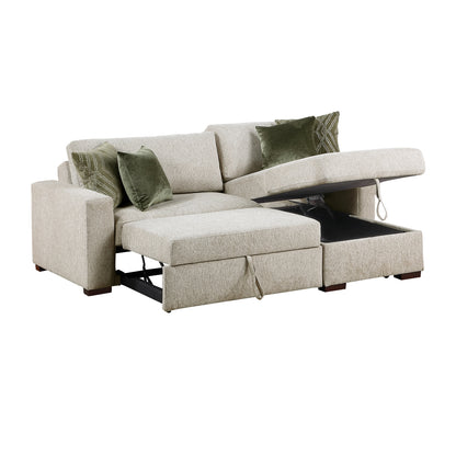 Isla 2-Piece Sectional with Reversible Chaise, Pull-out Bed and Hidden Storage, Click Motion Back