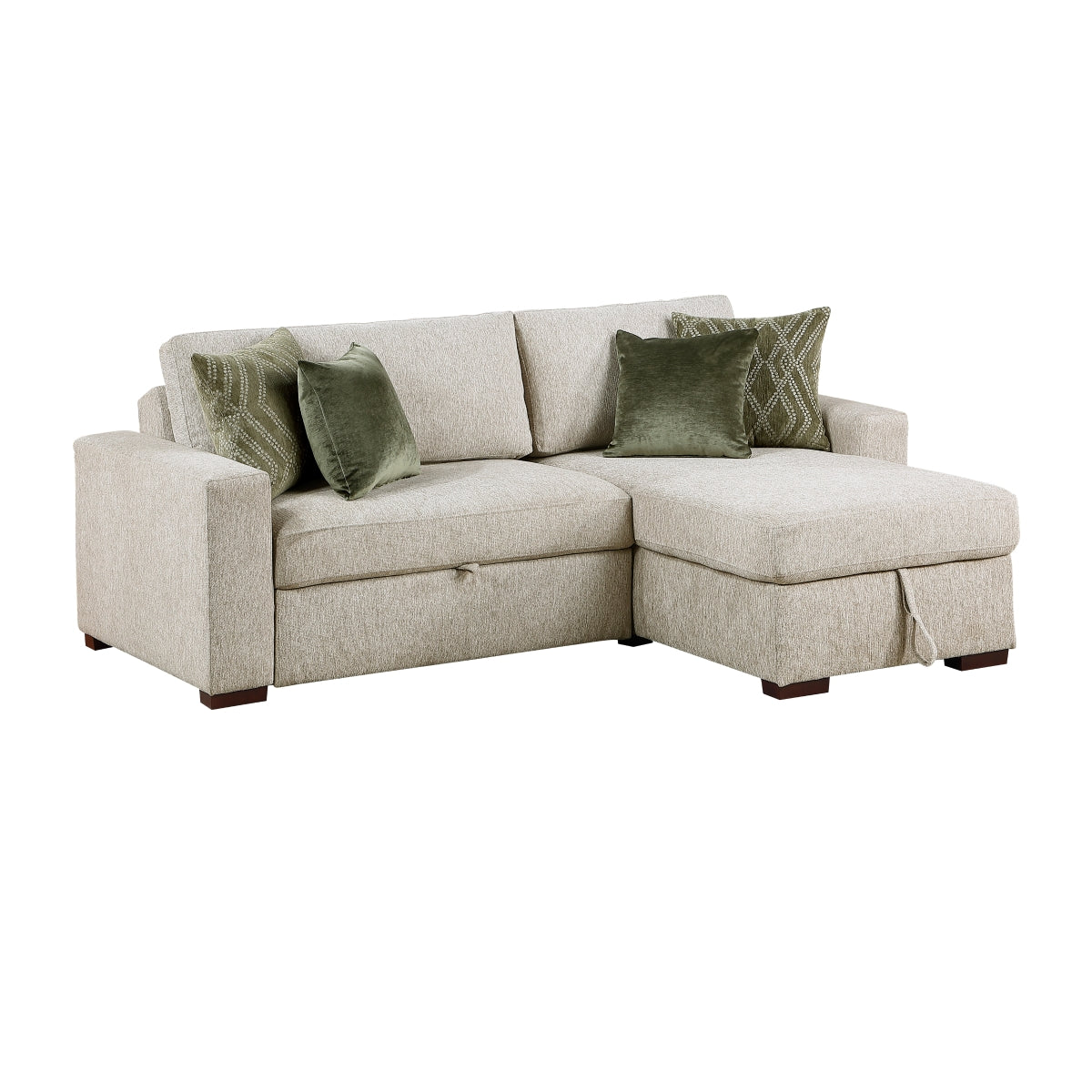 Isla 2-Piece Sectional with Reversible Chaise, Pull-out Bed and Hidden Storage, Click Motion Back