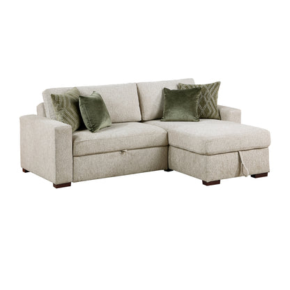 Isla 2-Piece Sectional with Reversible Chaise, Pull-out Bed and Hidden Storage, Click Motion Back