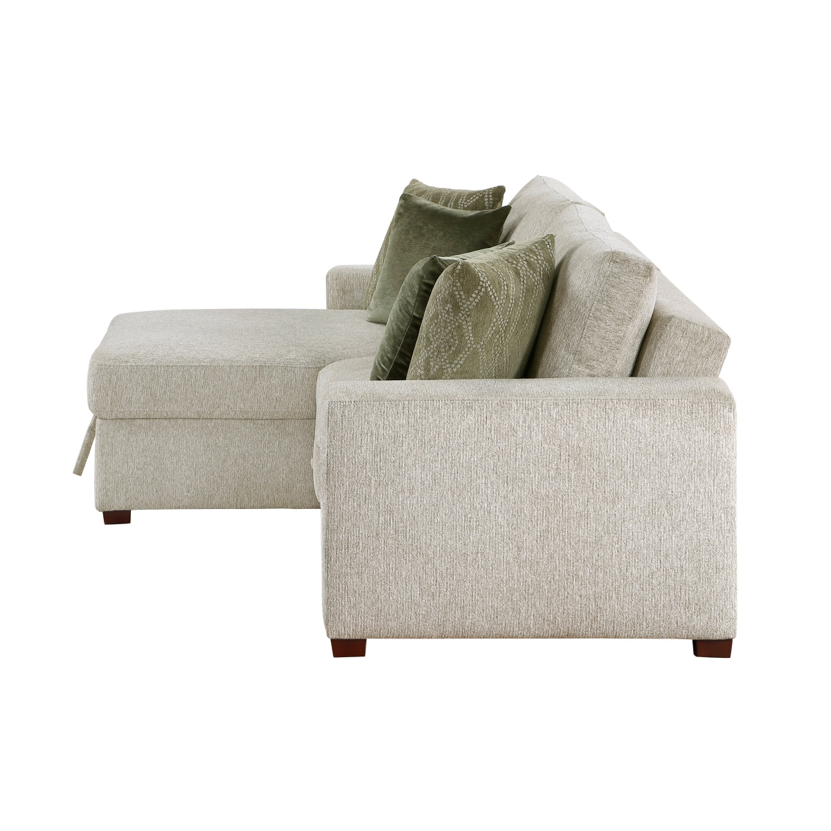 Isla 2-Piece Sectional with Reversible Chaise, Pull-out Bed and Hidden Storage, Click Motion Back
