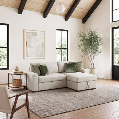 Isla 2-Piece Sectional with Reversible Chaise, Pull-out Bed and Hidden Storage, Click Motion Back