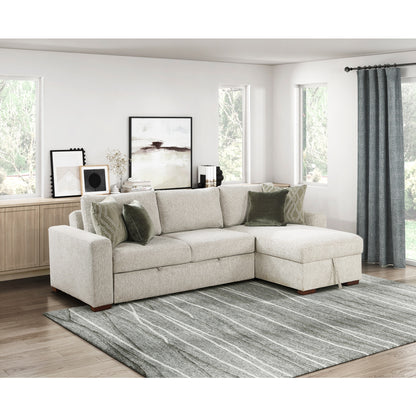 Isla 2-Piece Sectional with Reversible Chaise, Pull-out Bed and Hidden Storage, Click Motion Back