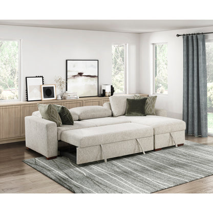 Isla 2-Piece Sectional with Reversible Chaise, Pull-out Bed and Hidden Storage, Click Motion Back
