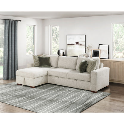 Isla 2-Piece Sectional with Reversible Chaise, Pull-out Bed and Hidden Storage, Click Motion Back