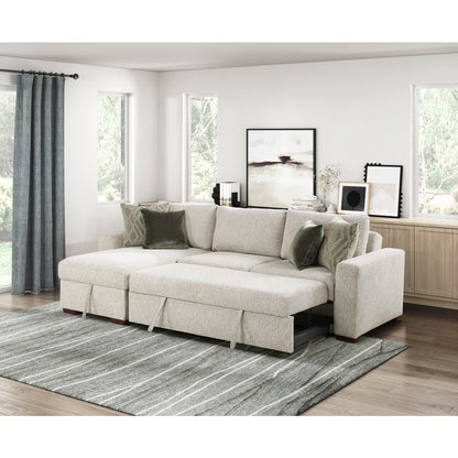 Isla 2-Piece Sectional with Reversible Chaise, Pull-out Bed and Hidden Storage, Click Motion Back