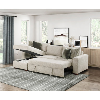 Isla 2-Piece Sectional with Reversible Chaise, Pull-out Bed and Hidden Storage, Click Motion Back