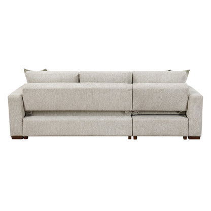 Isla 2-Piece Sectional with Reversible Chaise, Pull-out Bed and Hidden Storage, Click Motion Back