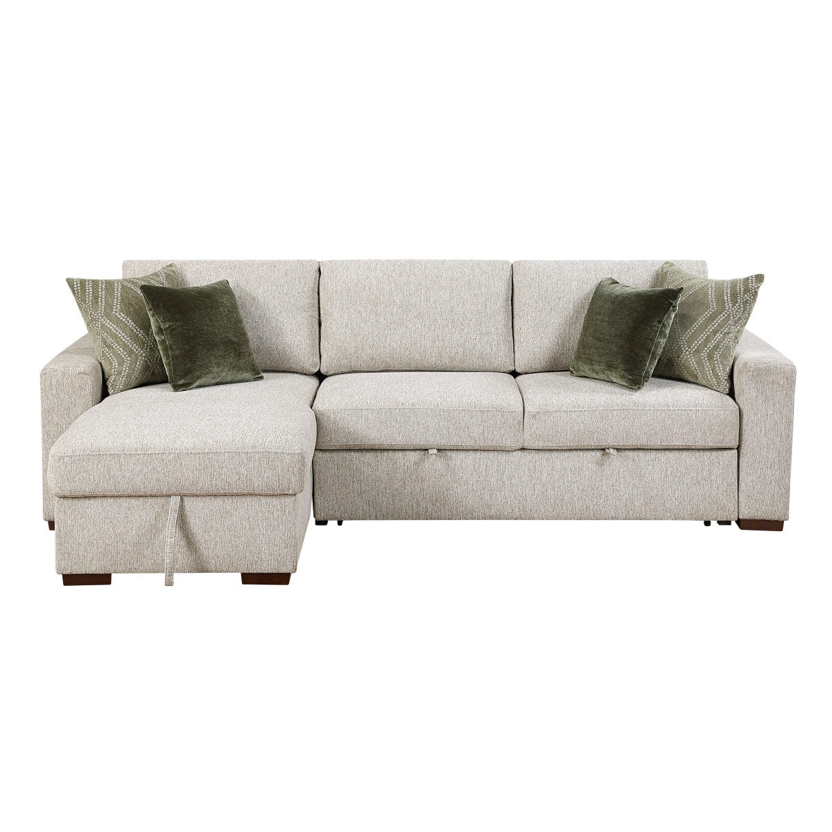 Isla 2-Piece Sectional with Reversible Chaise, Pull-out Bed and Hidden Storage, Click Motion Back