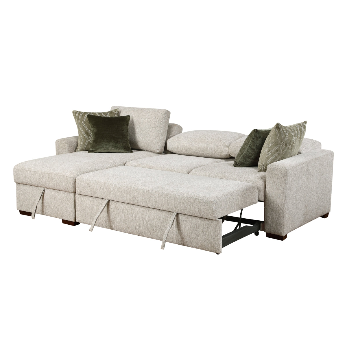 Isla 2-Piece Sectional with Reversible Chaise, Pull-out Bed and Hidden Storage, Click Motion Back