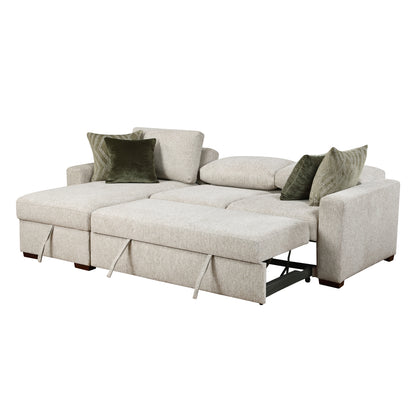 Isla 2-Piece Sectional with Reversible Chaise, Pull-out Bed and Hidden Storage, Click Motion Back