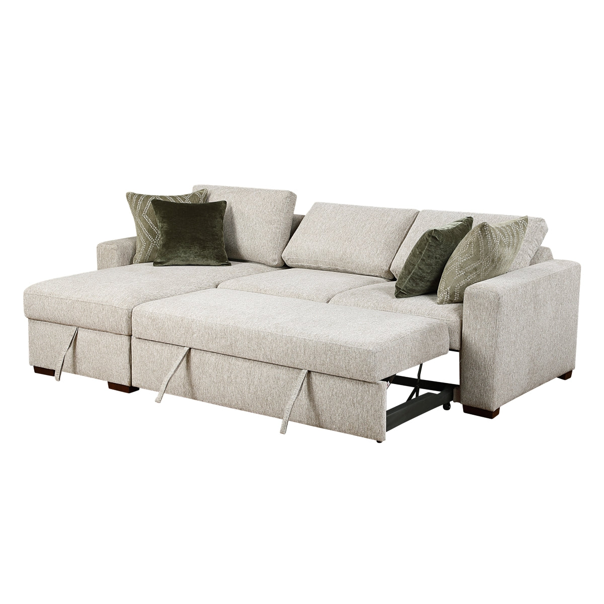 Isla 2-Piece Sectional with Reversible Chaise, Pull-out Bed and Hidden Storage, Click Motion Back