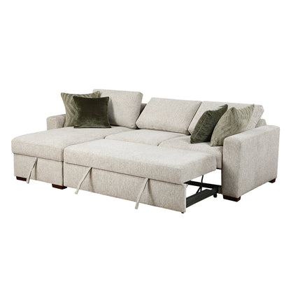Isla 2-Piece Sectional with Reversible Chaise, Pull-out Bed and Hidden Storage, Click Motion Back